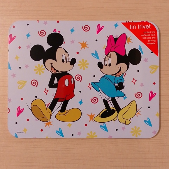 Mickey Minnie Mouse Metal Tin Cork Trivet Hot Plate - Picture 1 of 6